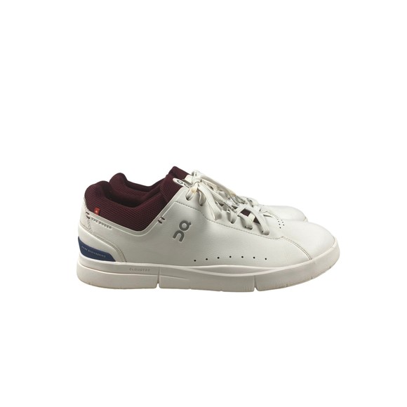On Cloud ‘The Roger’ Advantage White and Burgundy Athletic Shoes - Picture 3 of 15